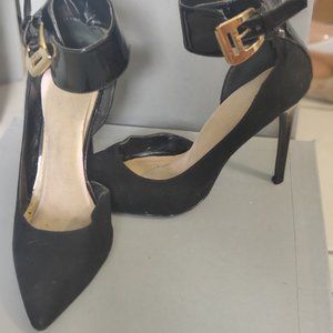 Guess black pumps with gold buckle